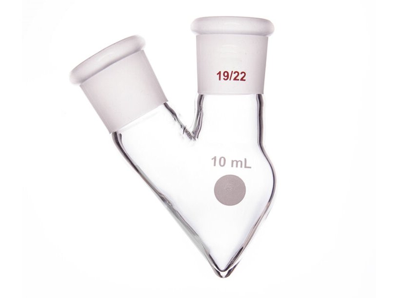 MSE PRO Two-Mouthed Chicken Heart Bottle, Middle Grinding Mouth: 19/22, Side Grinding Mouth: 19/22, 10mL