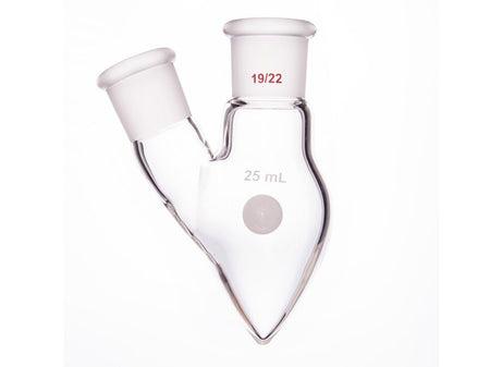 MSE PRO Two-Mouthed Chicken Heart Bottle, Middle Grinding Mouth: 19/22, Side Grinding Mouth: 19/22, 25mL