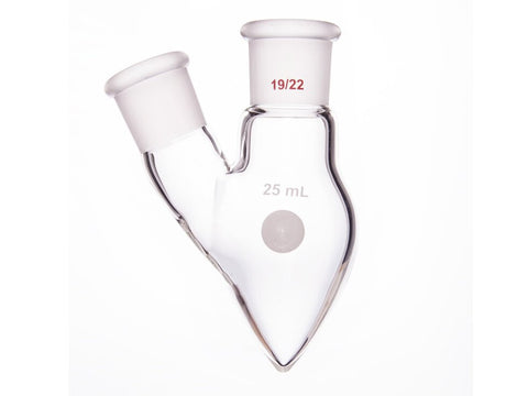 MSE PRO Two-Mouthed Chicken Heart Bottle, Middle Grinding Mouth: 19/22, Side Grinding Mouth: 19/22, 25mL