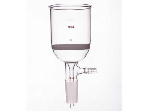 MSE PRO Grinding Mouth Sand Core Bush Funnel, 100mL, 24/40, Sand Core Pore Size: G2