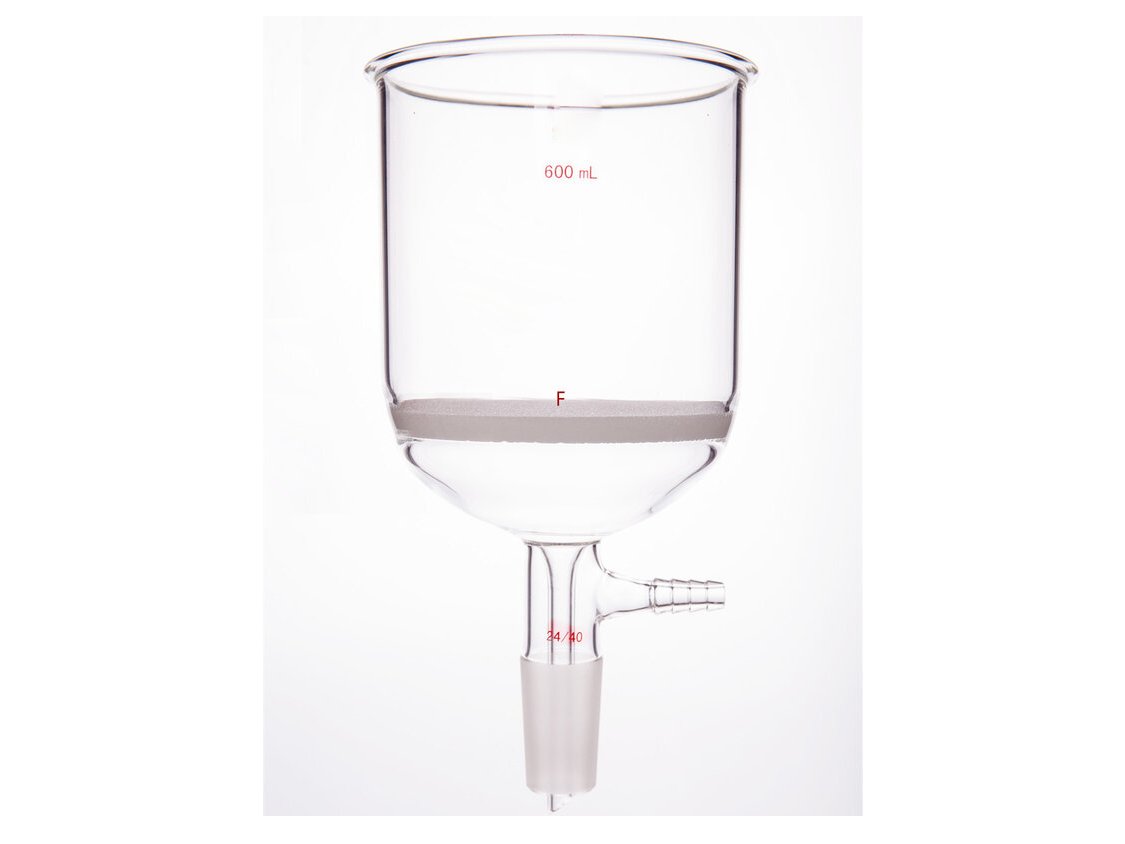 MSE PRO Grinding Mouth Sand Core Bush Funnel, 600mL, 24/40, Sand Core Pore Size: G4