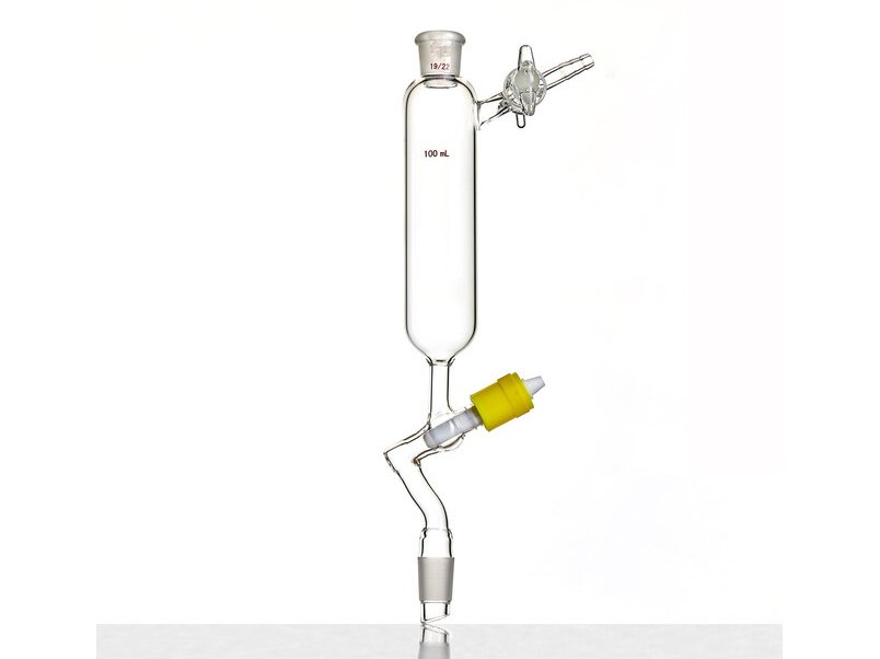 MSE PRO Grinding Mouth with Side Branch Glass Door, Liquid Addition Funnel, Inner Mouth 19/22, 100mL