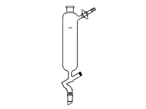 MSE PRO Grinding Mouth with Side Branch Glass Door, Liquid Addition Funnel, Inner Mouth 19/22, 250mL