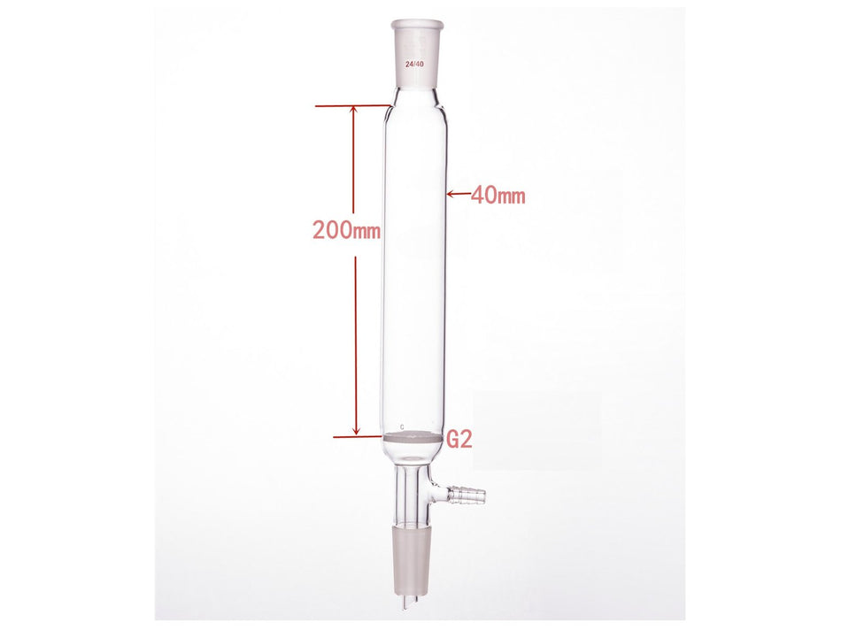 MSE PRO Small-Mouth Vacuum Chromatography Column, Upper Mouth: 24/40, Tube Diameter: 40mm, Tube Length: 200mm, C