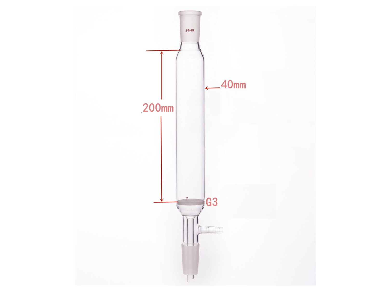 MSE PRO Small-Mouth Vacuum Chromatography Column, Upper Mouth: 24/40, Tube Diameter: 40mm, Tube Length: 200mm, M