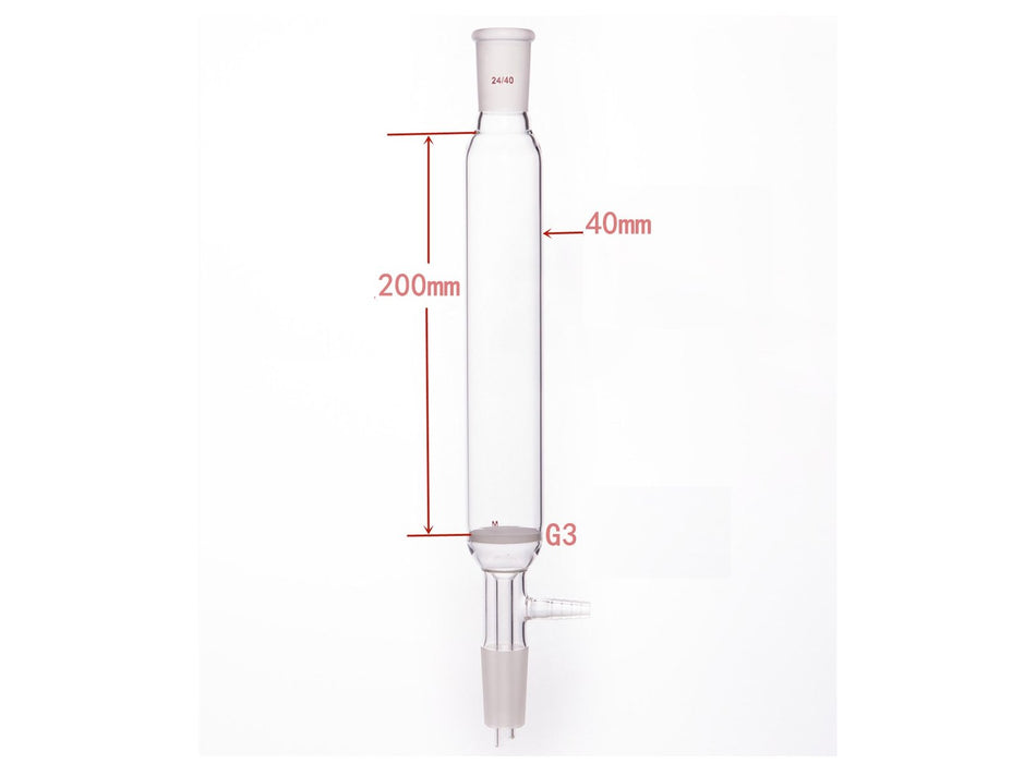 MSE PRO Small-Mouth Vacuum Chromatography Column, Upper Mouth: 24/40, Tube Diameter: 40mm, Tube Length: 200mm, M