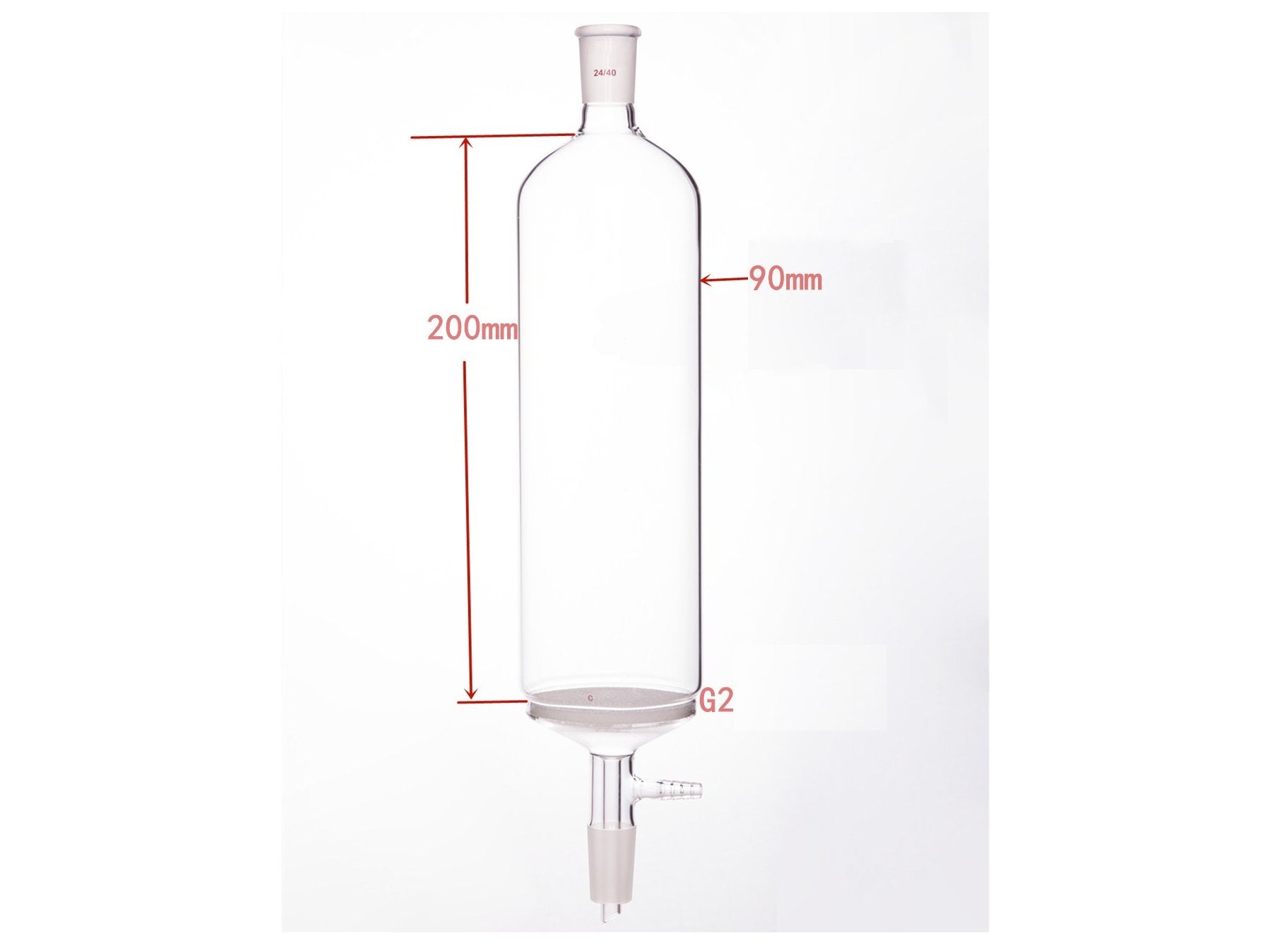 MSE PRO Small-Mouth Vacuum Chromatography Column, Upper Mouth: 24/40, Tube Diameter: 90mm, Tube Length: 200mm, C