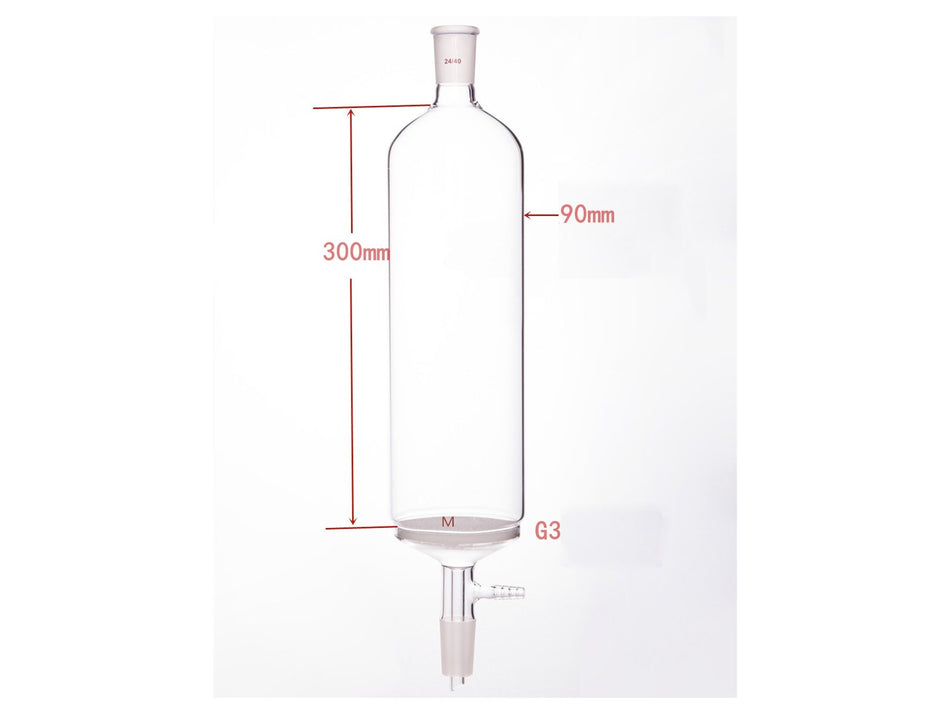 MSE PRO Small-Mouth Vacuum Chromatography Column, Upper Mouth: 24/40, Tube Diameter: 90mm, Tube Length: 300mm, M