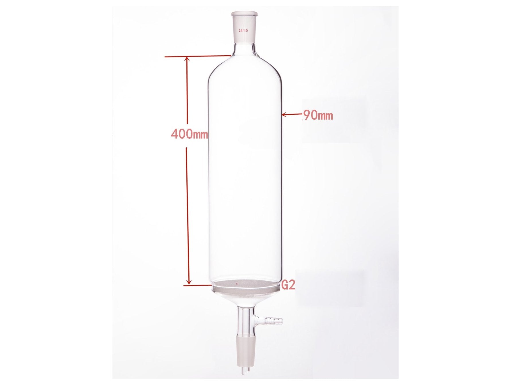 MSE PRO Small-Mouth Vacuum Chromatography Column, Upper Mouth: 24/40, Tube Diameter: 90mm, Tube Length: 400mm, C