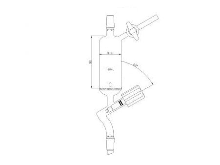 MSE PRO Dropping Filter Funnel, Filter 4mm High Vacuum Valve, External 14/20, 60mL, G2