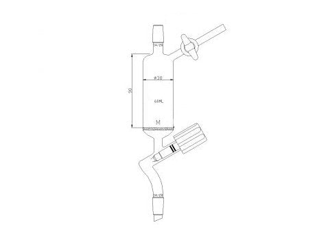 MSE PRO Dropping Filter Funnel, Filter 4mm High Vacuum Valve, External 14/20, 60mL, G3