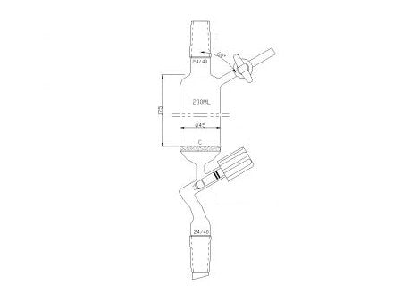 MSE PRO Dropping Filter Funnel, Filter 4mm High Vacuum Valve, External 24/40, 200mL, G2