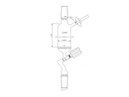 MSE PRO Dropping Filter Funnel, Filter 4mm High Vacuum Valve, External 24/40, 200mL, G3