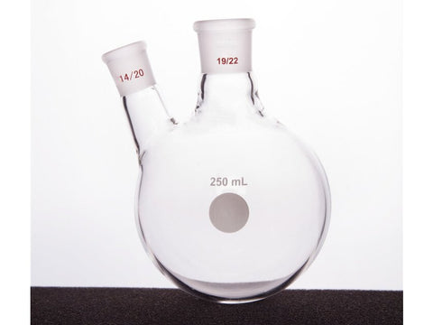 MSE PRO Thick Wall Slanted Two-Mouth Bottle, High Strength, Middle Grinding Mouth: 19/22, Side Grinding Mouth: 14/20, 250mL
