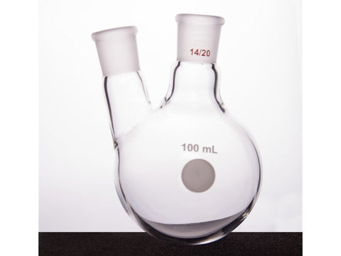 MSE PRO Thick Wall Slanted Two-Mouth Bottle, High Strength, Middle Grinding Mouth: 14/20, Side Grinding Mouth: 14/20, 100mL