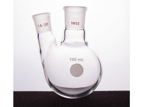 MSE PRO Thick Wall Slanted Two-Mouth Bottle, High Strength, Middle Grinding Mouth: 19/22, Side Grinding Mouth: 14/20, 100mL