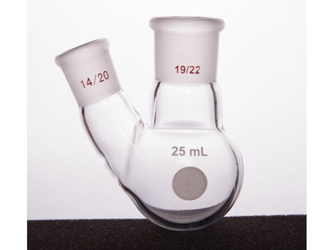 MSE PRO Thick Wall Slanted Two-Mouth Bottle, High Strength, Middle Grinding Mouth: 19/22, Side Grinding Mouth: 14/20, 25mL