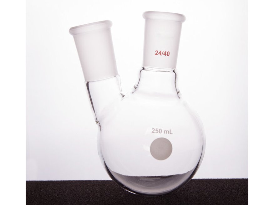 MSE PRO Thick Wall Slanted Two-Mouth Bottle, High Strength, Middle Grinding Mouth: 24/40, Side Grinding Mouth: 24/40, 250mL