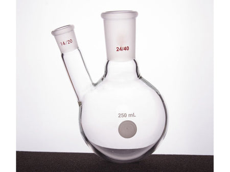 MSE PRO Thick Wall Slanted Two-Mouth Bottle, High Strength, Middle Grinding Mouth: 24/40, Side Grinding Mouth: 14/20, 250mL