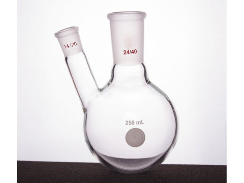 MSE PRO Thick Wall Slanted Two-Mouth Bottle, High Strength, Middle Grinding Mouth: 24/40, Side Grinding Mouth: 14/20, 250mL