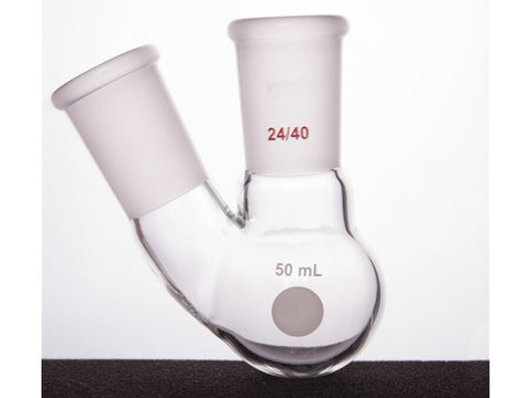 MSE PRO Thick Wall Slanted Two-Mouth Bottle, High Strength, Middle Grinding Mouth: 24/40, Side Grinding Mouth: 24/40, 50mL