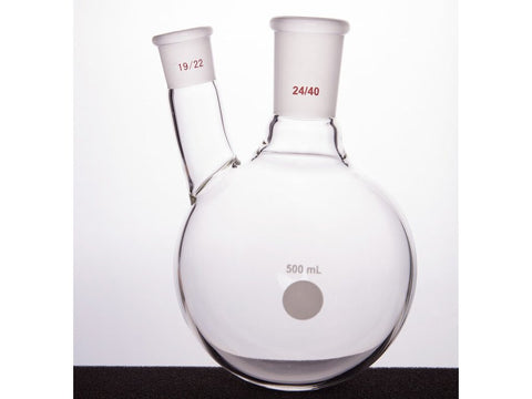 MSE PRO Thick Wall Slanted Two-Mouth Bottle, High Strength, Middle Grinding Mouth: 24/40, Side Grinding Mouth: 19/22, 500mL