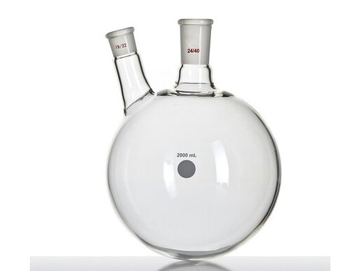 MSE PRO Thick Wall Slanted Two-Mouth Bottle, High Strength, Middle Grinding Mouth: 24/40, Side Grinding Mouth: 19/22, 2000mL