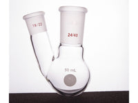MSE PRO Thick Wall Slanted Two-Mouth Bottle, High Strength, Middle Grinding Mouth: 24/40, Side Grinding Mouth: 19/22, 50mL
