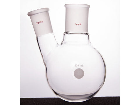 MSE PRO Thick Wall Slanted Two-Mouth Bottle, High Strength, Middle Grinding Mouth: 34/45, Side Grinding Mouth: 29/42, 500mL