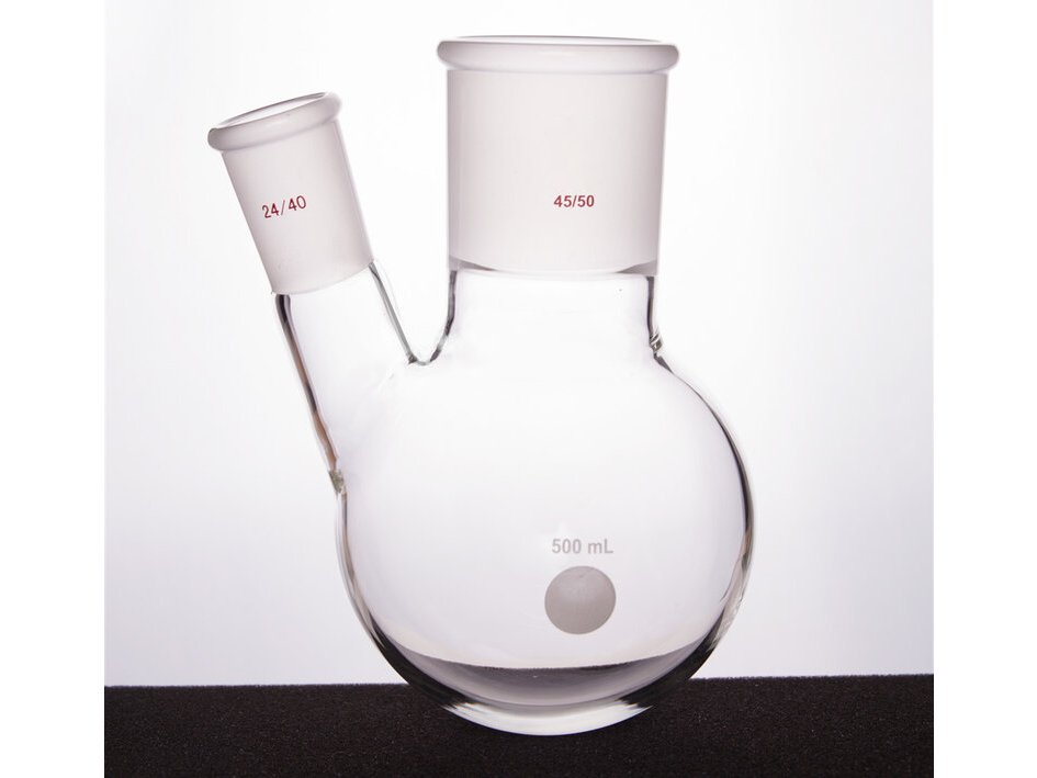 MSE PRO Thick Wall Slanted Two-Mouth Bottle, High Strength, Middle Grinding Mouth: 45/50, Side Grinding Mouth: 24/40, 500mL