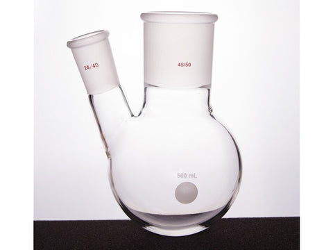 MSE PRO Thick Wall Slanted Two-Mouth Bottle, High Strength, Middle Grinding Mouth: 45/50, Side Grinding Mouth: 24/40, 500mL