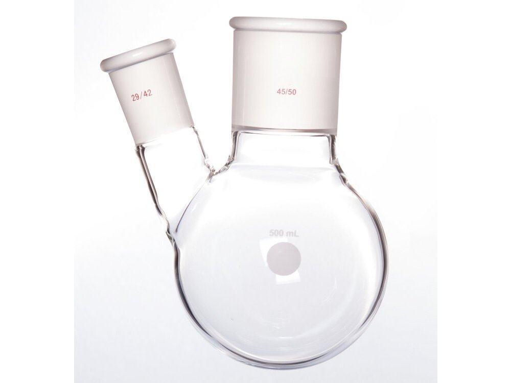 MSE PRO Thick Wall Slanted Two-Mouth Bottle, High Strength, Middle Grinding Mouth: 45/50, Side Grinding Mouth: 29/42, 500mL