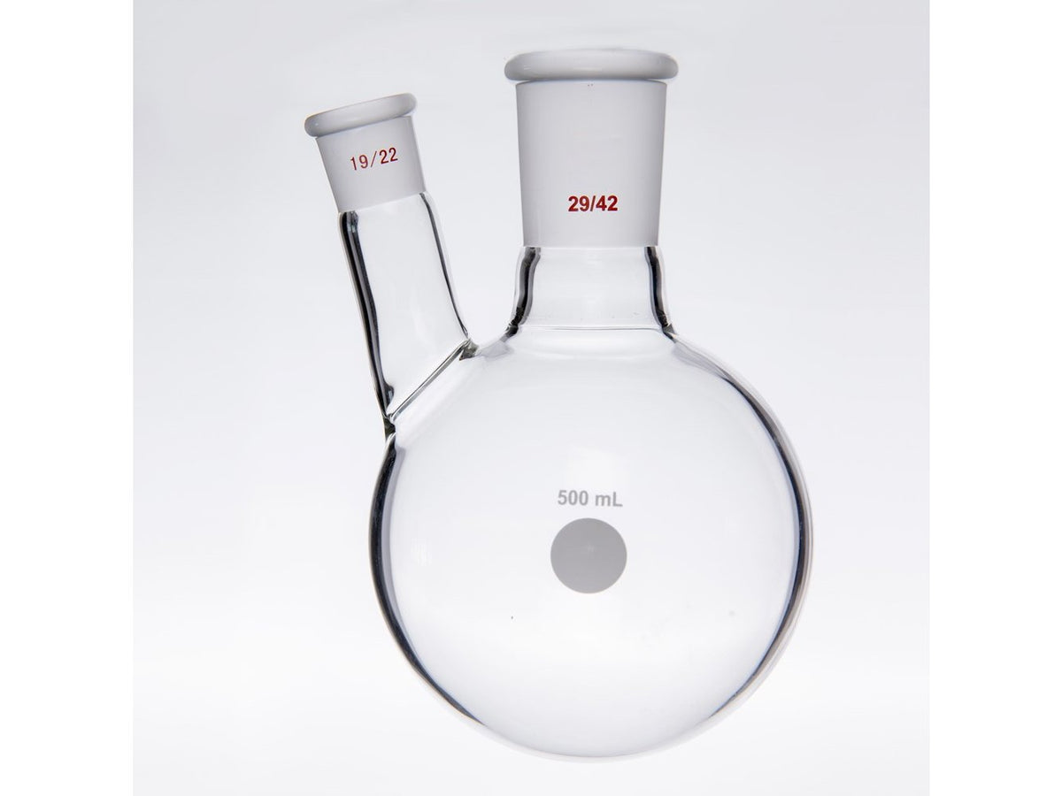 MSE PRO Thick Wall Slanted Two-Mouth Bottle, High Strength, Middle Grinding Mouth: 29/42, Side Grinding Mouth: 19/22, 500mL