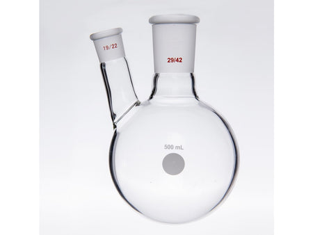 MSE PRO Thick Wall Slanted Two-Mouth Bottle, High Strength, Middle Grinding Mouth: 29/42, Side Grinding Mouth: 19/22, 500mL