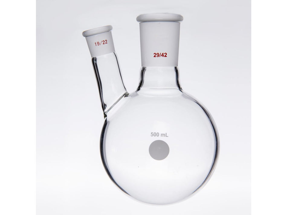 MSE PRO Thick Wall Slanted Two-Mouth Bottle, High Strength, Middle Grinding Mouth: 29/42, Side Grinding Mouth: 19/22, 500mL