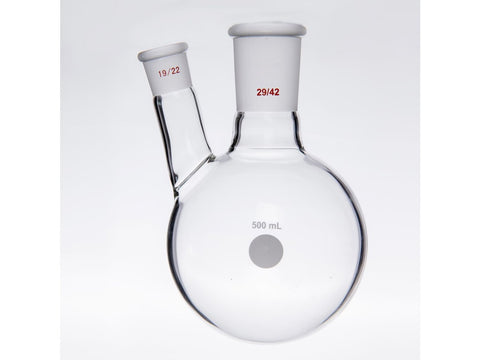 MSE PRO Thick Wall Slanted Two-Mouth Bottle, High Strength, Middle Grinding Mouth: 29/42, Side Grinding Mouth: 19/22, 500mL