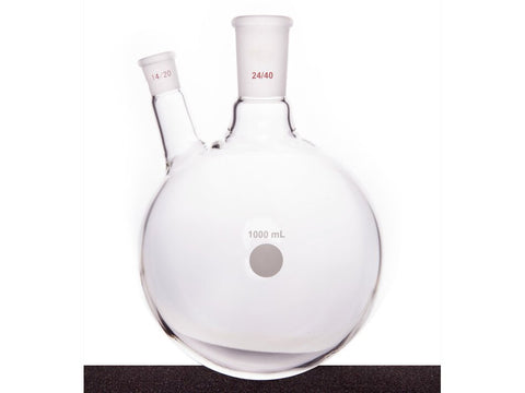 MSE PRO Thick Wall Slanted Two-Mouth Bottle, High Strength, Middle Grinding Mouth: 24/40, Side Grinding Mouth: 14/20, 1000mL