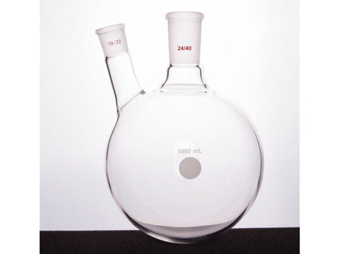 MSE PRO Thick Wall Slanted Two-Mouth Bottle, High Strength, Middle Grinding Mouth: 24/40, Side Grinding Mouth: 19/22, 1000mL