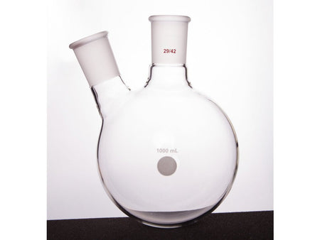 MSE PRO Thick Wall Slanted Two-Mouth Bottle, High Strength, Middle Grinding Mouth: 29/42, Side Grinding Mouth: 29/42, 1000mL