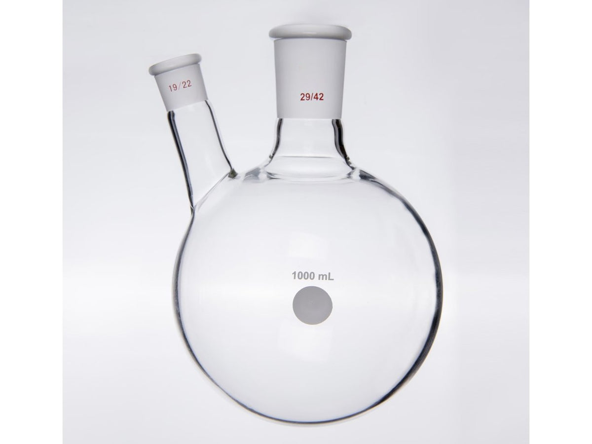 MSE PRO Thick Wall Slanted Two-Mouth Bottle, High Strength, Middle Grinding Mouth: 29/42, Side Grinding Mouth: 19/22, 1000mL