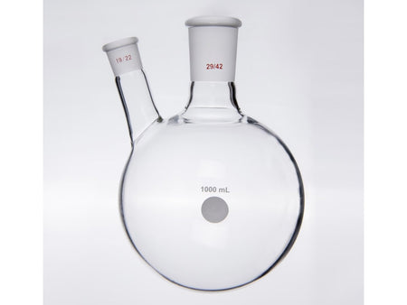 MSE PRO Thick Wall Slanted Two-Mouth Bottle, High Strength, Middle Grinding Mouth: 29/42, Side Grinding Mouth: 19/22, 1000mL