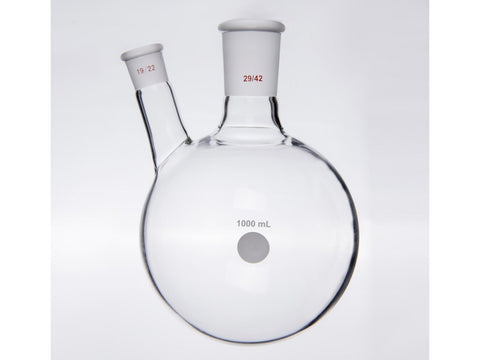 MSE PRO Thick Wall Slanted Two-Mouth Bottle, High Strength, Middle Grinding Mouth: 29/42, Side Grinding Mouth: 19/22, 1000mL