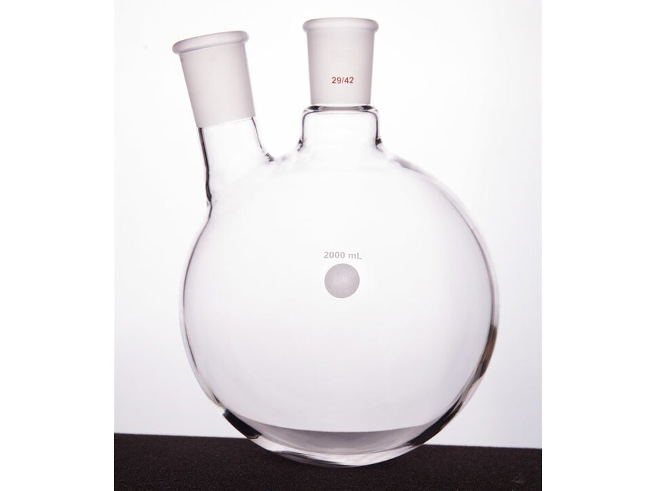 MSE PRO Thick Wall Slanted Two-Mouth Bottle, High Strength, Middle Grinding Mouth: 29/42, Side Grinding Mouth: 29/42, 2000mL