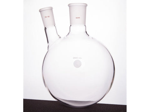 MSE PRO Thick Wall Slanted Two-Mouth Bottle, High Strength, Middle Grinding Mouth: 34/45, Side Grinding Mouth: 24/40, 2000mL