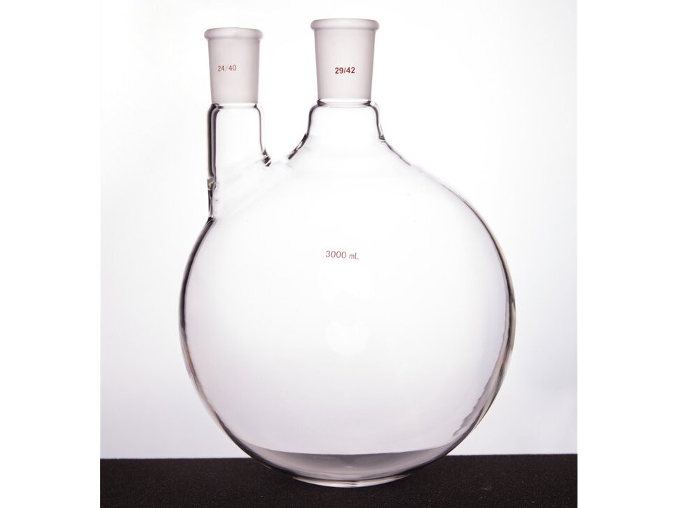 MSE PRO Thick Wall Slanted Two-Mouth Bottle, High Strength, Middle Grinding Mouth: 29/42, Side Grinding Mouth: 24/40, 3000mL