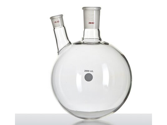 MSE PRO Thick Wall Slanted Two-Mouth Bottle, High Strength, Middle Grinding Mouth: 29/42, Side Grinding Mouth: 19/22, 2000mL