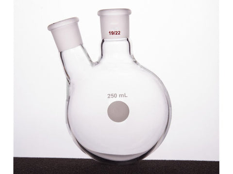 MSE PRO Thick Wall Slanted Two-Mouth Bottle, High Strength, Middle Grinding Mouth: 19/22, Side Grinding Mouth: 19/22, 250mL