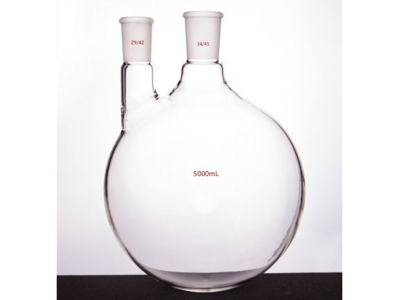 MSE PRO Thick Wall Slanted Two-Mouth Bottle, High Strength, Middle Grinding Mouth: 34/45, Side Grinding Mouth: 29/42, 5000mL