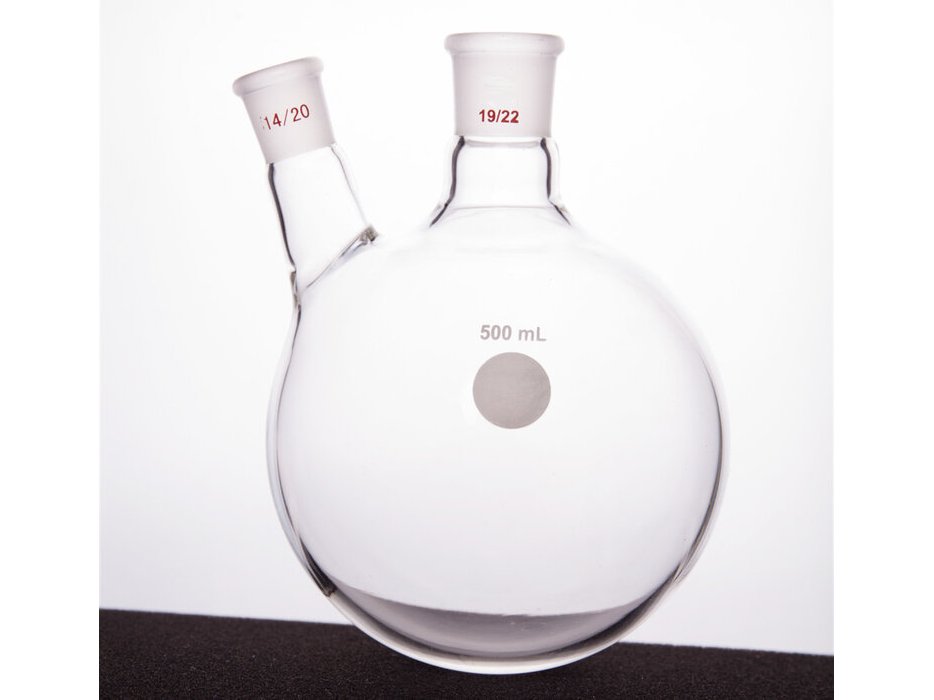 MSE PRO Thick Wall Slanted Two-Mouth Bottle, High Strength, Middle Grinding Mouth: 19/22, Side Grinding Mouth: 14/20, 500mL