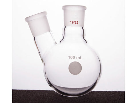 MSE PRO Thick Wall Slanted Two-Mouth Bottle, High Strength, Middle Grinding Mouth: 19/22, Side Grinding Mouth: 19/22, 100mL